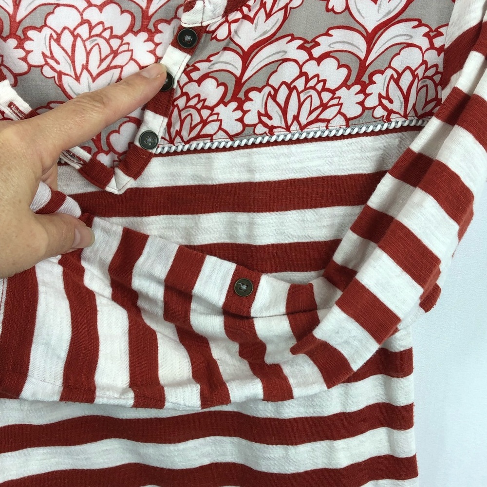 Postmark Mixed Pattern Rust & Cream Henley Xs - image 3